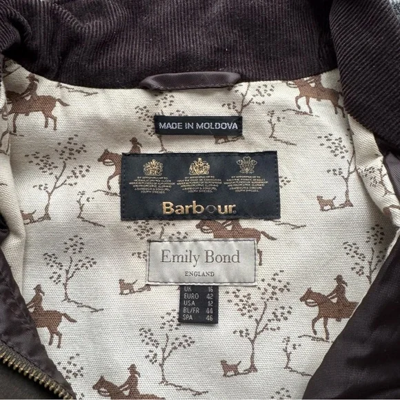 Barbour x Emily Bond Horse Print Ferndown Wax Jacket – UK 16 (US 12) - Picture 6 of 7
